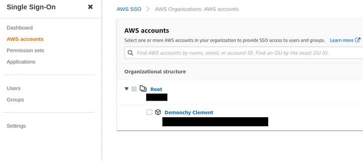 SSO aws account